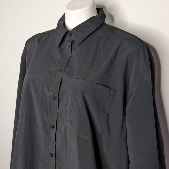 Athleta Black Long Sleeve Collared Button Up Shirt L - Picture 2 of 9